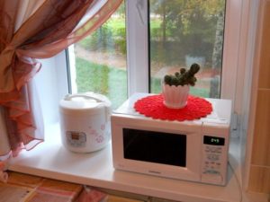 microwave on the windowsill