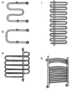 Différentes formes de sèche-serviettes