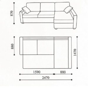 Stūra dīvāna diagramma.