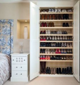 Storing shoes in a closet