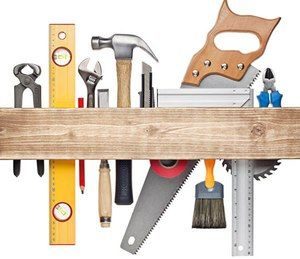 Tools and materials for making a folding stool.