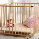 Playpen for a child.