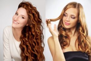 What kind of curls are obtained with an iron and curling iron?