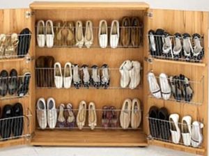 Storing shoes in a closet