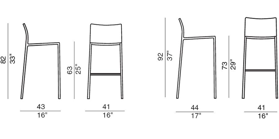 tailles de tabourets de bar