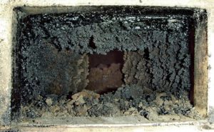 Soot accumulation in the furnace.