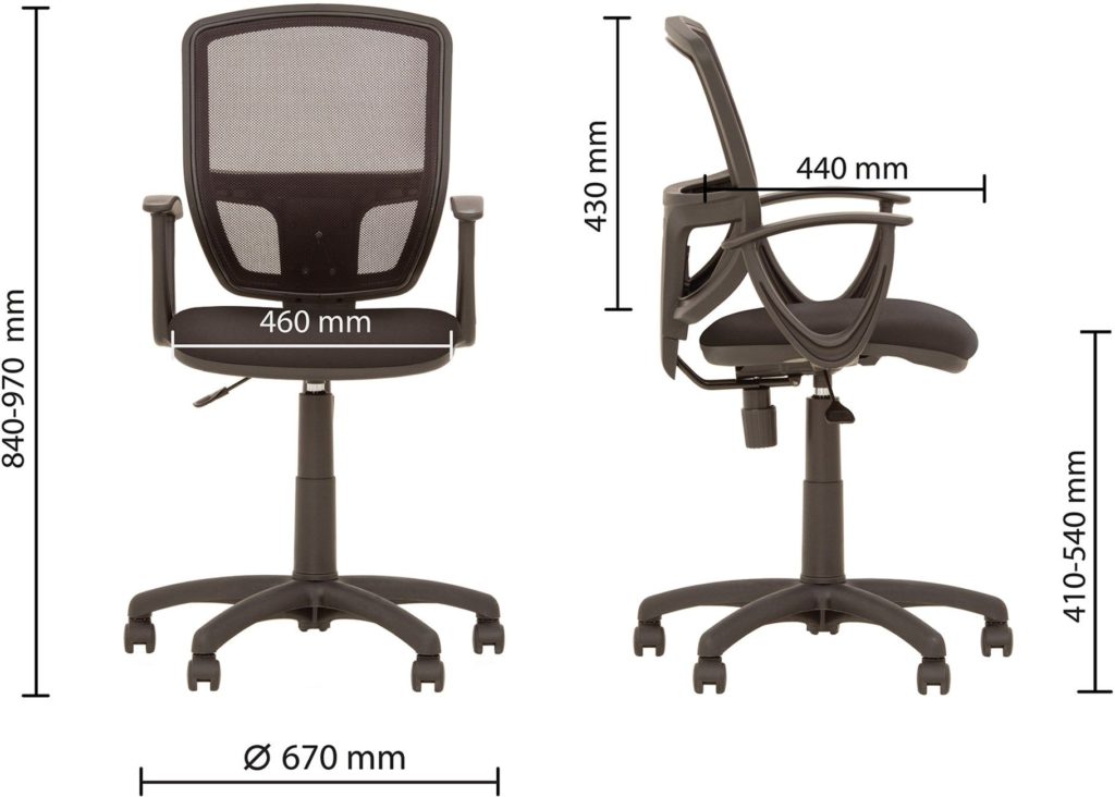 Misure del diagramma della sedia del computer