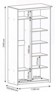 Bản vẽ tủ quần áo âm tường