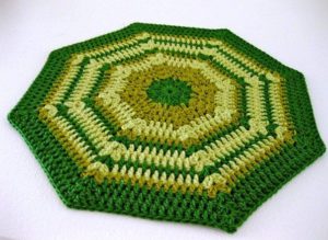 Crocheting rugs for chairs.