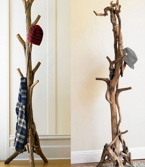 Options for floor hangers made of wood.