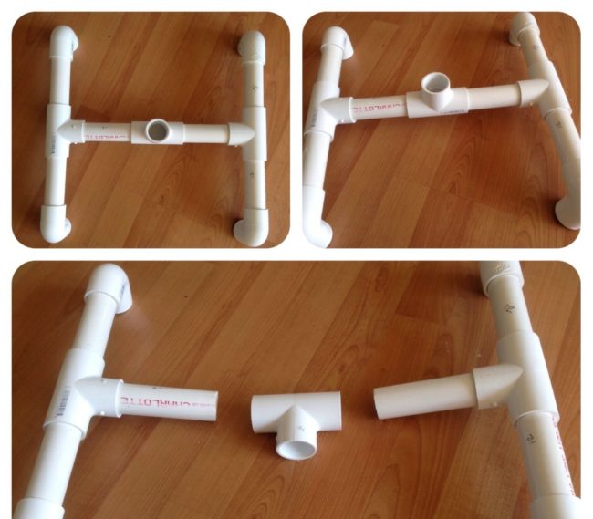 We make a floor hanger from PVC pipes.