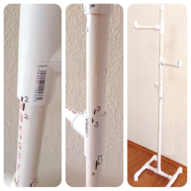 Assembled PVC hanger.