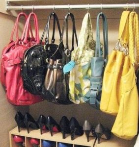 Storing bags in a closet