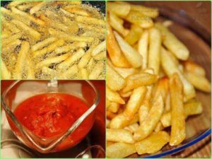 Pommes frites mit Soße in einem Slow Cooker