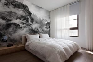 photo wallpaper in the sleeping area