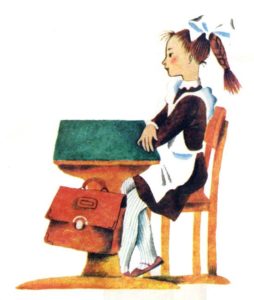 Fille à son bureau