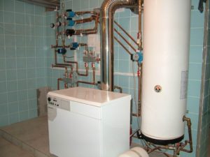 installation of a floor-standing gas boiler in a private house