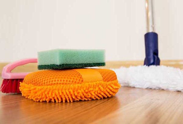 Cleaning stains on linoleum.