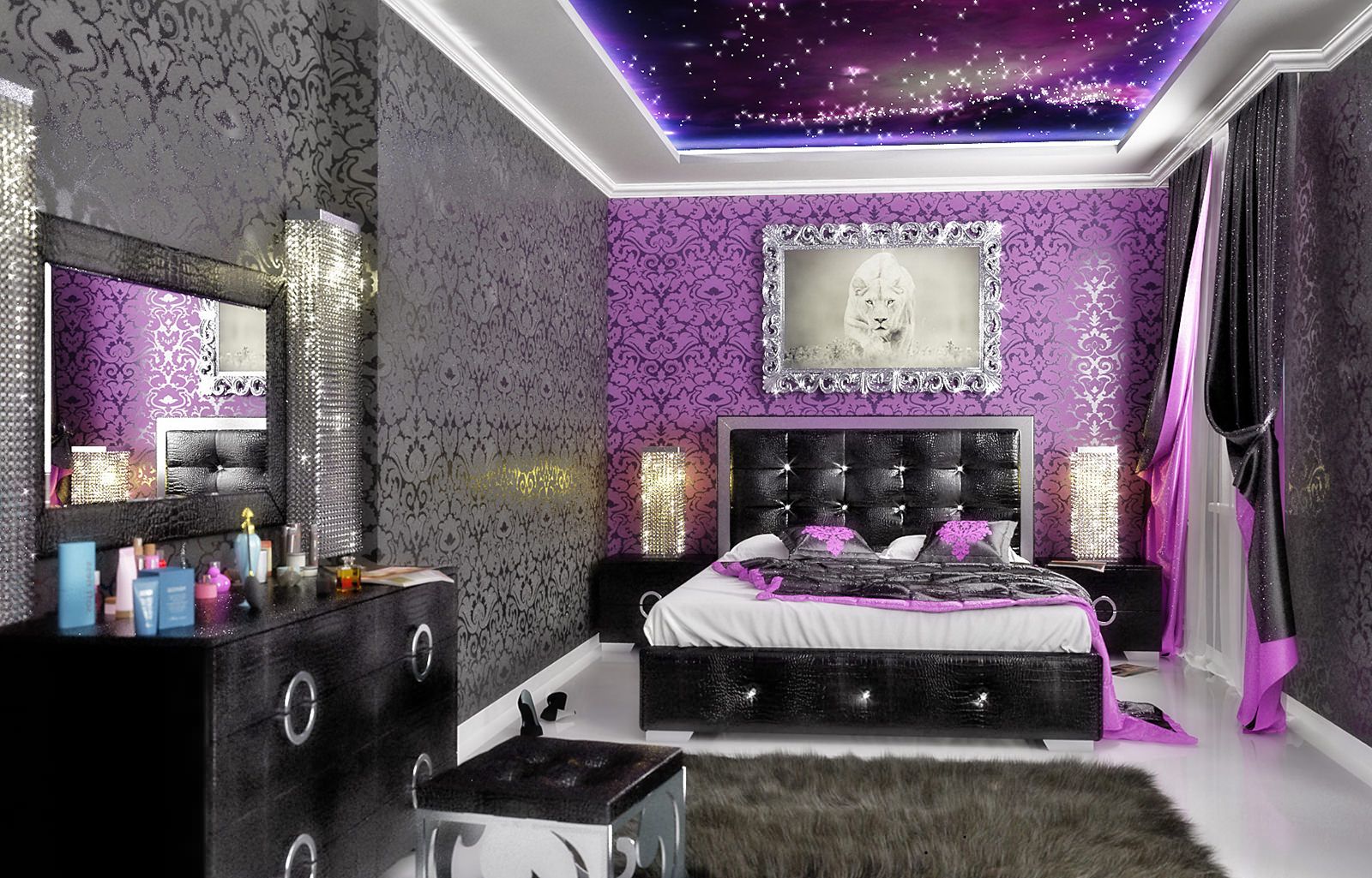 Opción para decoración de dormitorio violeta.