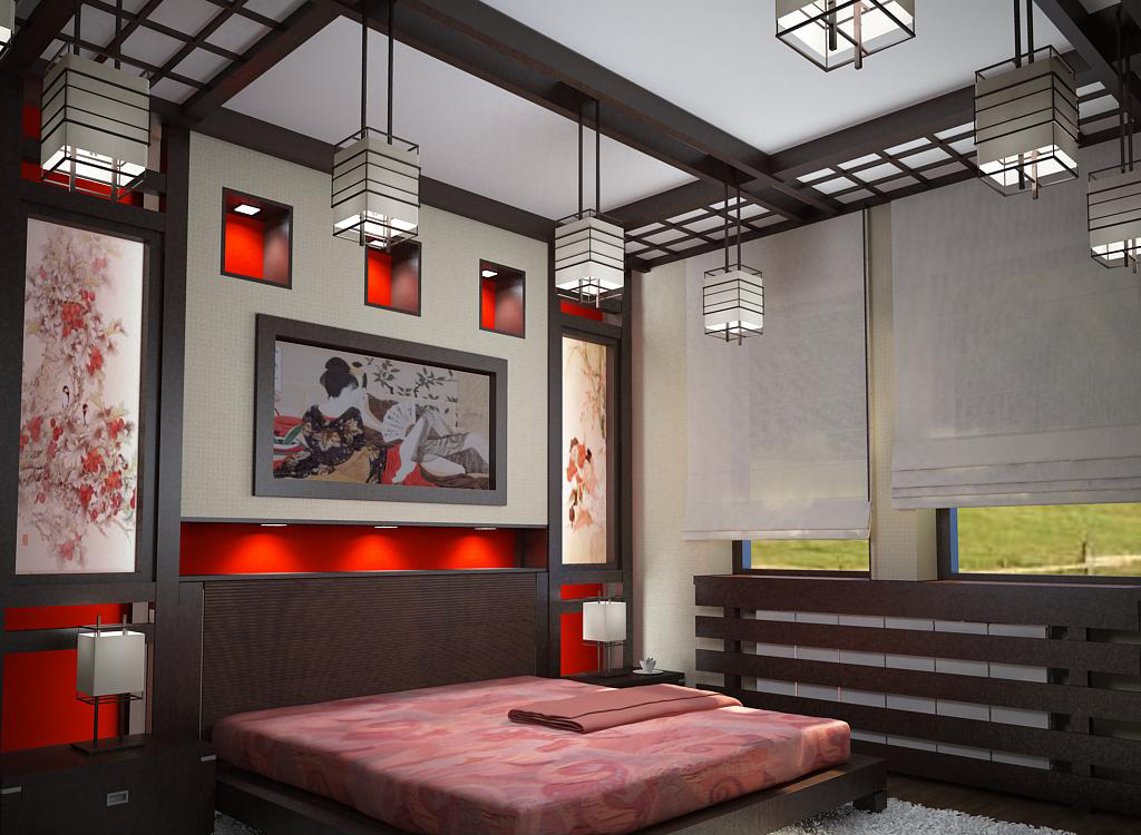 Conception de chambre à coucher de style chinois