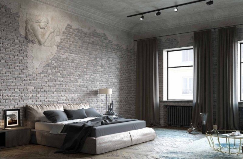 Design della camera da letto in stile loft.