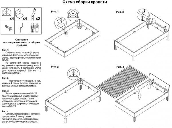 Diagramm zur Bettmontage.