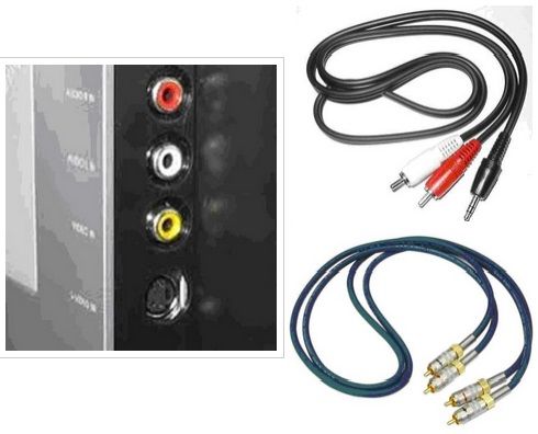 Selecionando um cabo para conectar o sistema de alto-falantes.