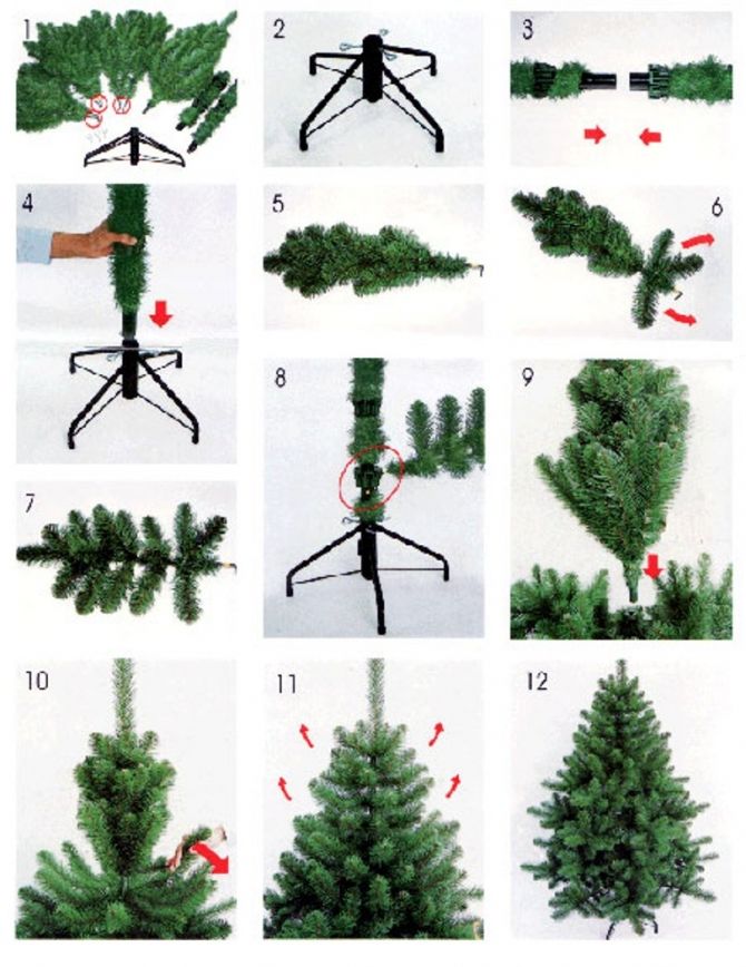 Sådan samler du et sammenklappeligt kunstigt juletræ.