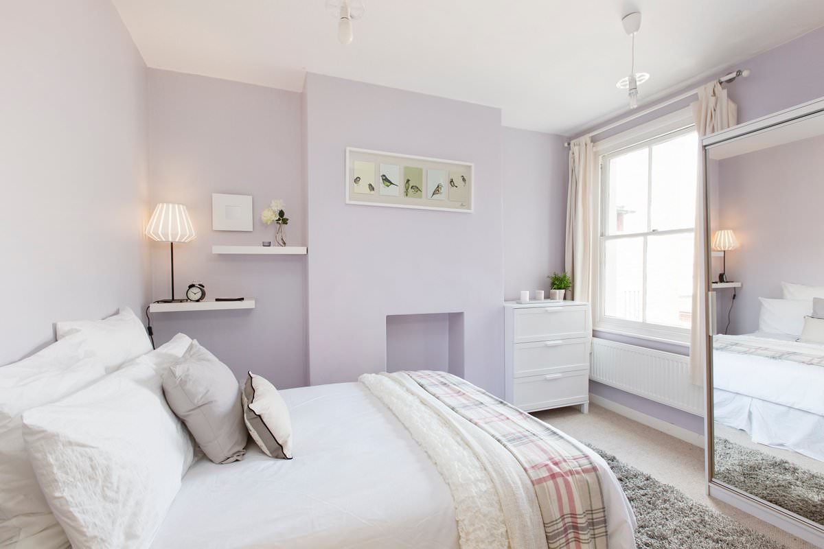 What pastel colors can be used to create a bedroom design?