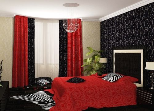 Rideaux rouges à l'intérieur de la chambre