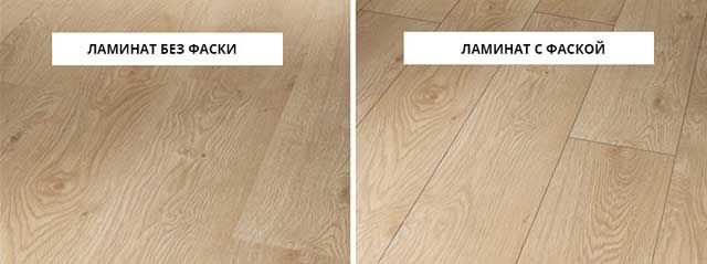 Laminate με και χωρίς λοξότμηση.