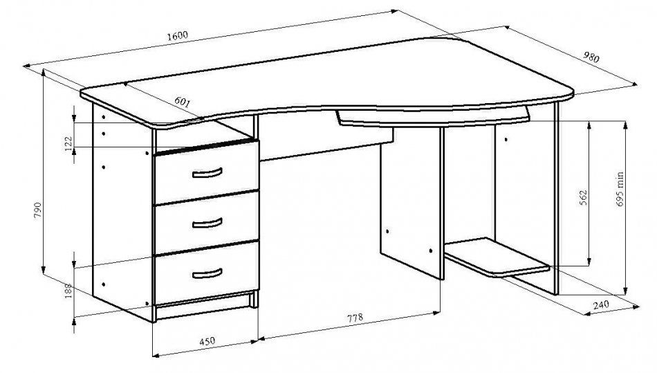 Tailles non standard d'un bureau d'ordinateur