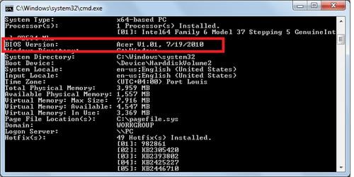 Comprobación de BIOS.