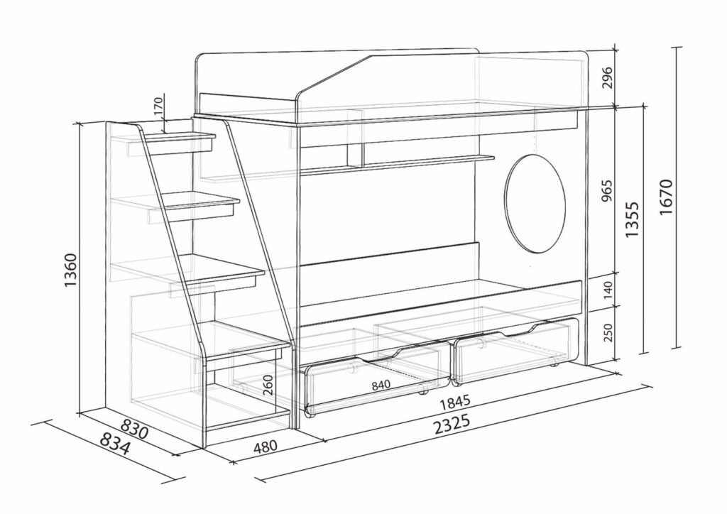 Abmessungen eines Standard-Etagenbetts