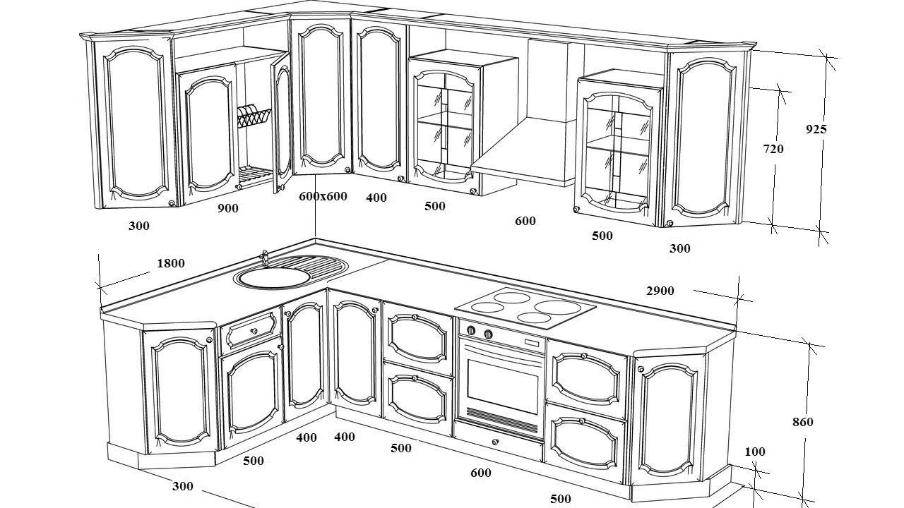 Dimensions du set de cuisine d'angle