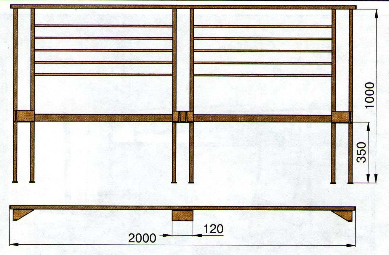 Schemat zagłówka podwójnego łóżka wykonanego z metalu.