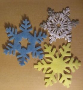 Snowflakes from laminate backing.