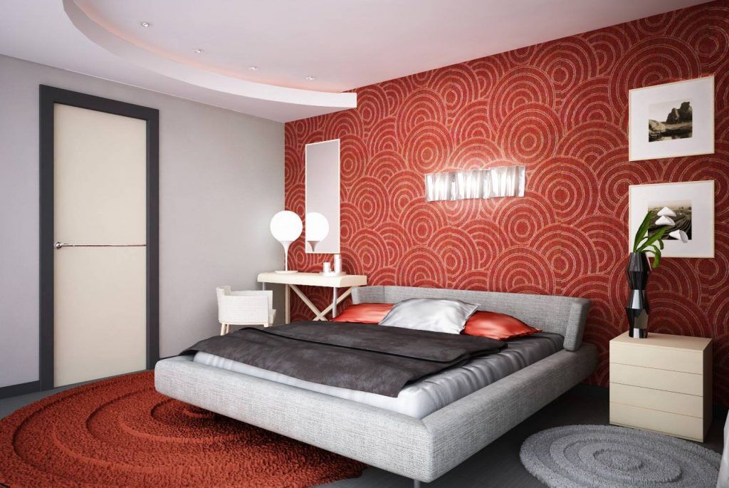 Bedroom in red tones