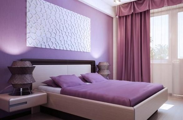 Bedroom in lilac tones