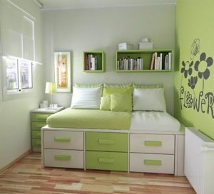 Quarto em tons verdes