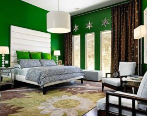 Bedroom in green tones