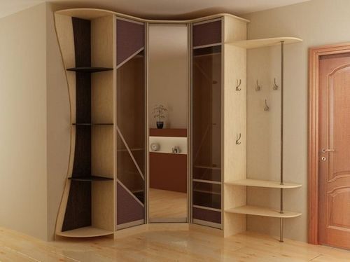 Corner wardrobe in the bedroom, dimensions and drawings