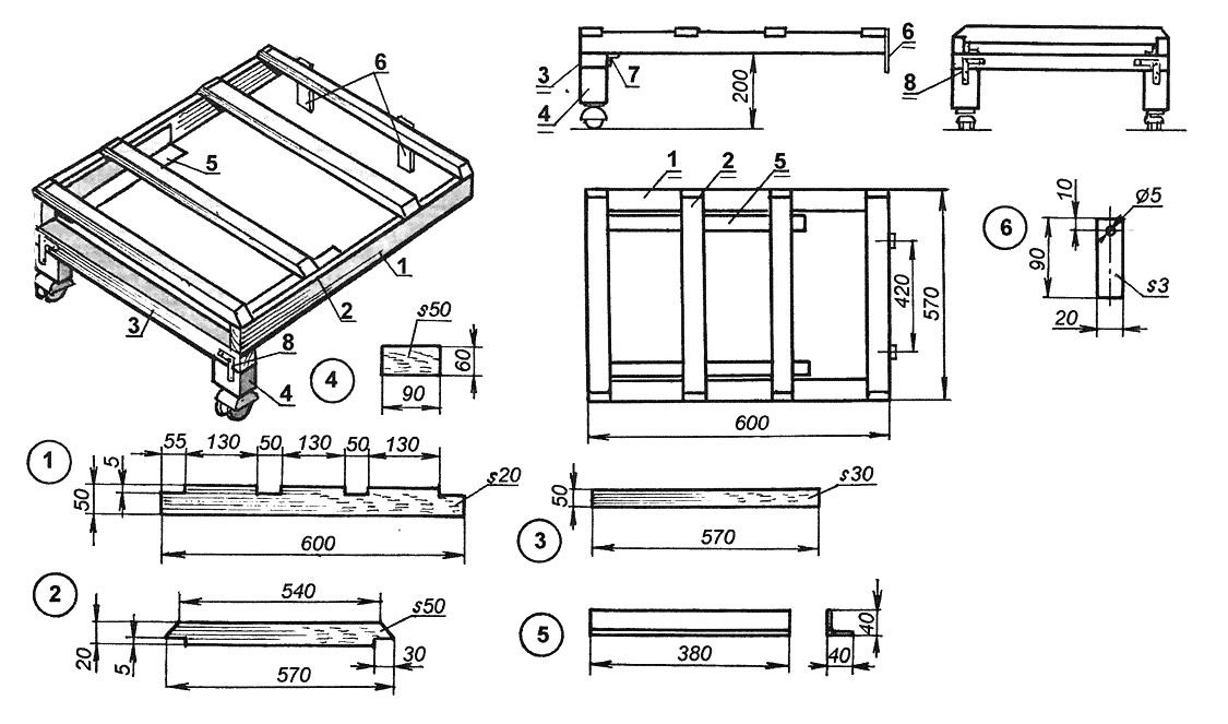 drawing of a bed made of timber