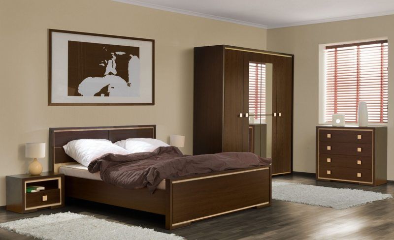 bedroom design with wenge-colored furniture photo