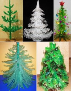 Des sapins de Noël fabriqués à partir de bouteilles en plastique