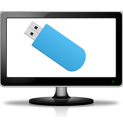 Televizorius ir „flash drive“.