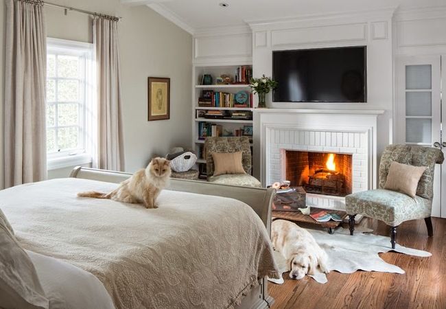 bedroom with fireplace