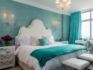 chambre aux tons turquoise