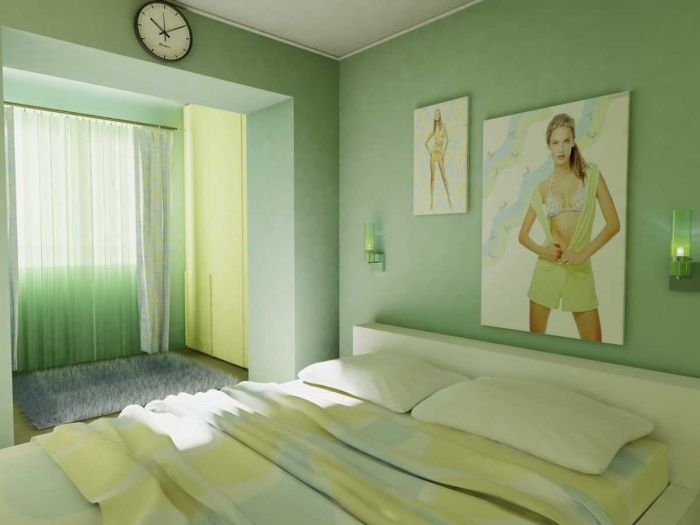 chambre avec papier peint vert