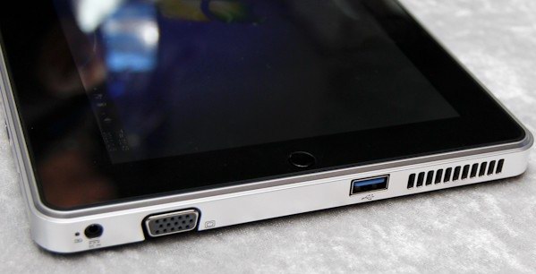 USB connector on a laptop.